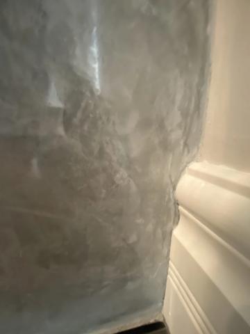 Venetian plaster in warm taupe, hand burnished