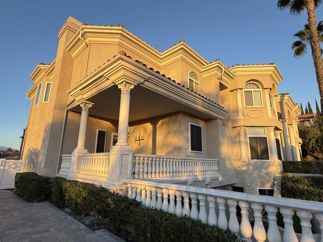Estate balustrade and portico detail — Duarte's Plastering project near Fullerton, CA