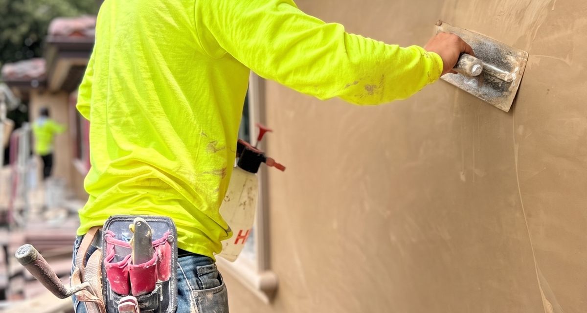 Hand-troweling the finish coat