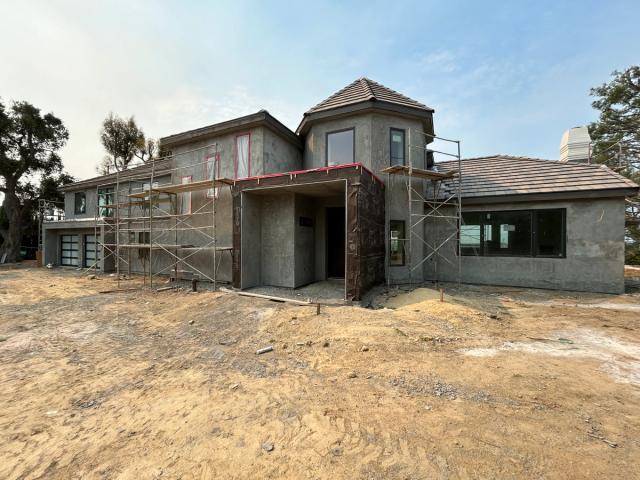 Estate remodel at brown-coat stage — Duarte's Plastering project near Corona, CA