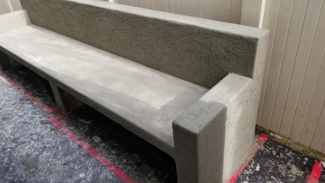 Custom stucco bench seating