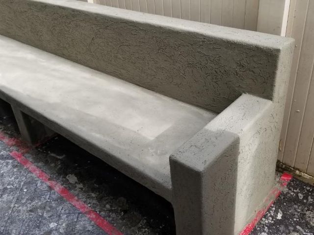 Custom stucco bench seating