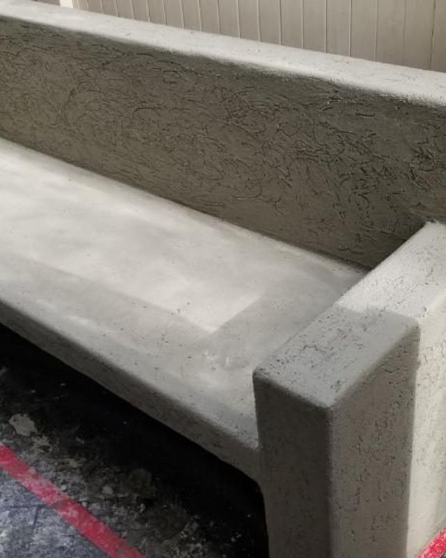 Custom stucco bench seating