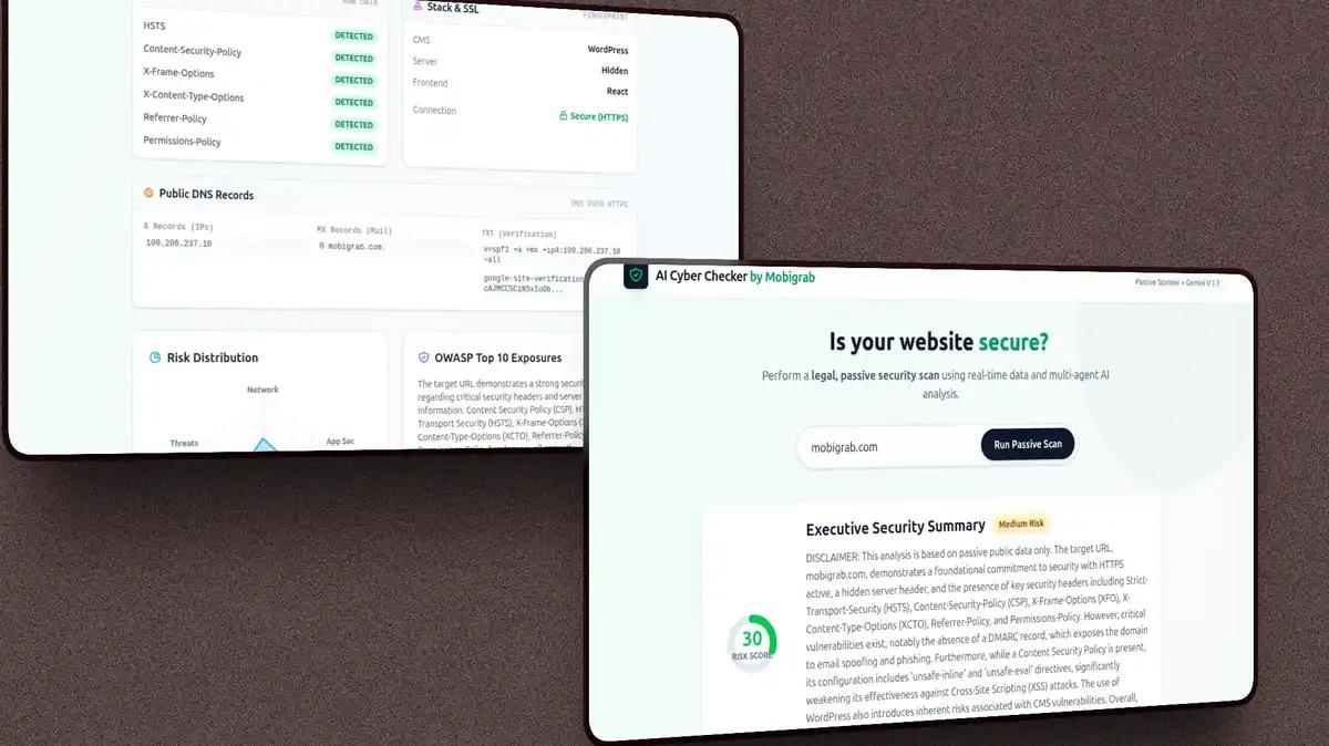 AI Cyber Checker by Mobigrab – инструмент за правно безопасен, пасивен анализ на уебсайтове