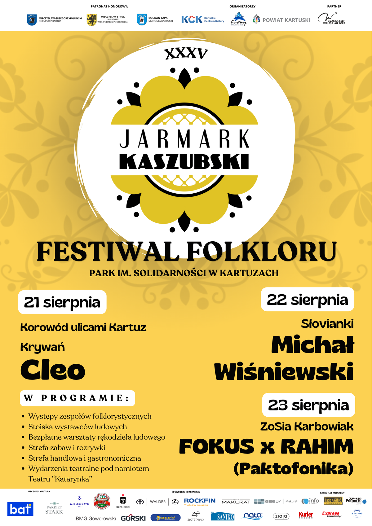 Jarmark Kaszubski w Kartuzach 2026 (Michał Wiśniewski, Paktofonika, Cleo)