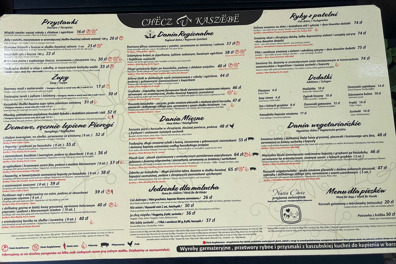Chëcz u Kaszëbë w Chmielnie - menu restauracji (sierpień 2026).