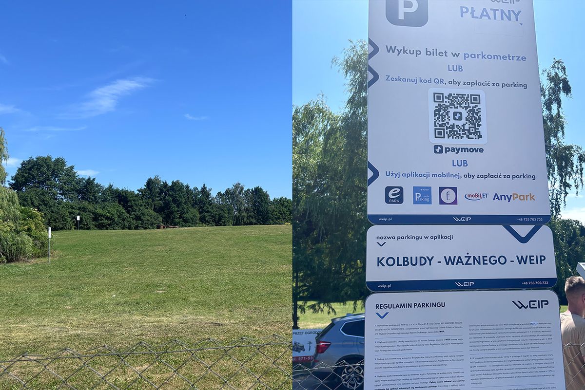 Parking płatny przy jeziorze w Kolbudach