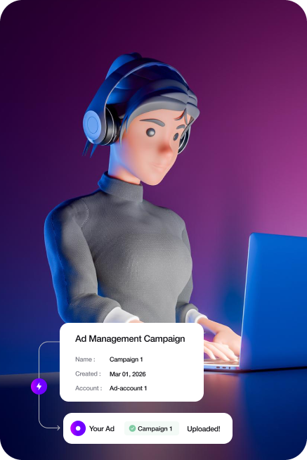 3D character managing ads