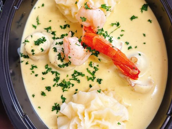 Sole curry doux et scampis