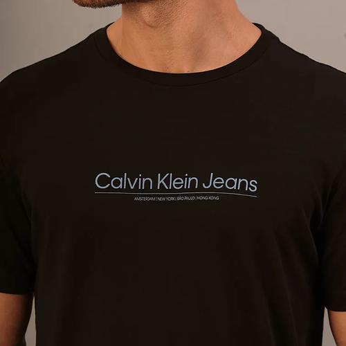Camiseta Masculina de Algodão Slim Estampa Centro Cidades Calvin Klein Jeans Preto p