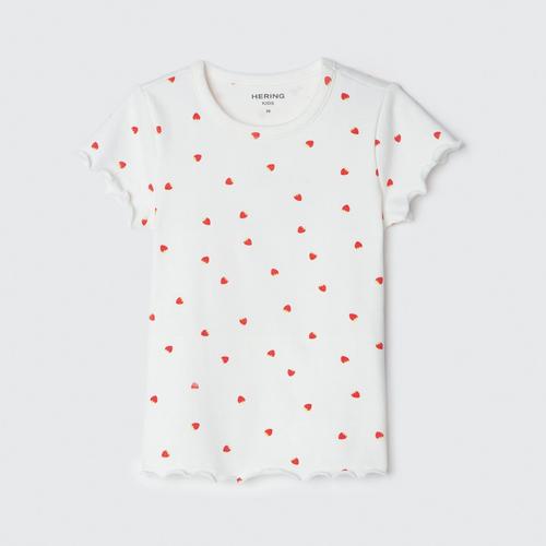 blusa infantil menina manga curta em ribana estampada - off white