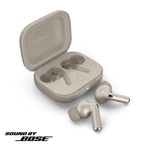 Fone de ouvido Sem Fio Bluetooth Motorola Moto buds+ Sound by Bose | Cancelamento de Ruído Ativo - Vanilla