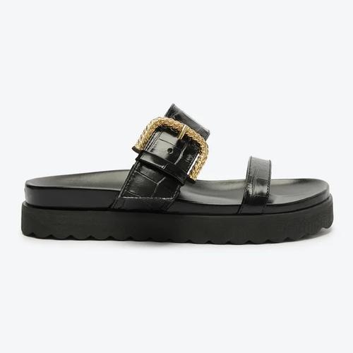 Sandália Papete Metal Buckle Preto