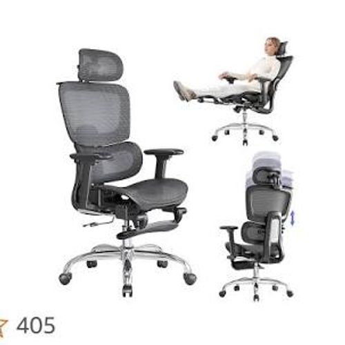 Cadeira de Escritório com Descanso para os Pés, Cadeira Ergonômica com Travesseiro para Pescoço e Rodas de Borracha, Cadeira Gamer com Encosto Ajustável e Apoios de Braço 3D, Preto