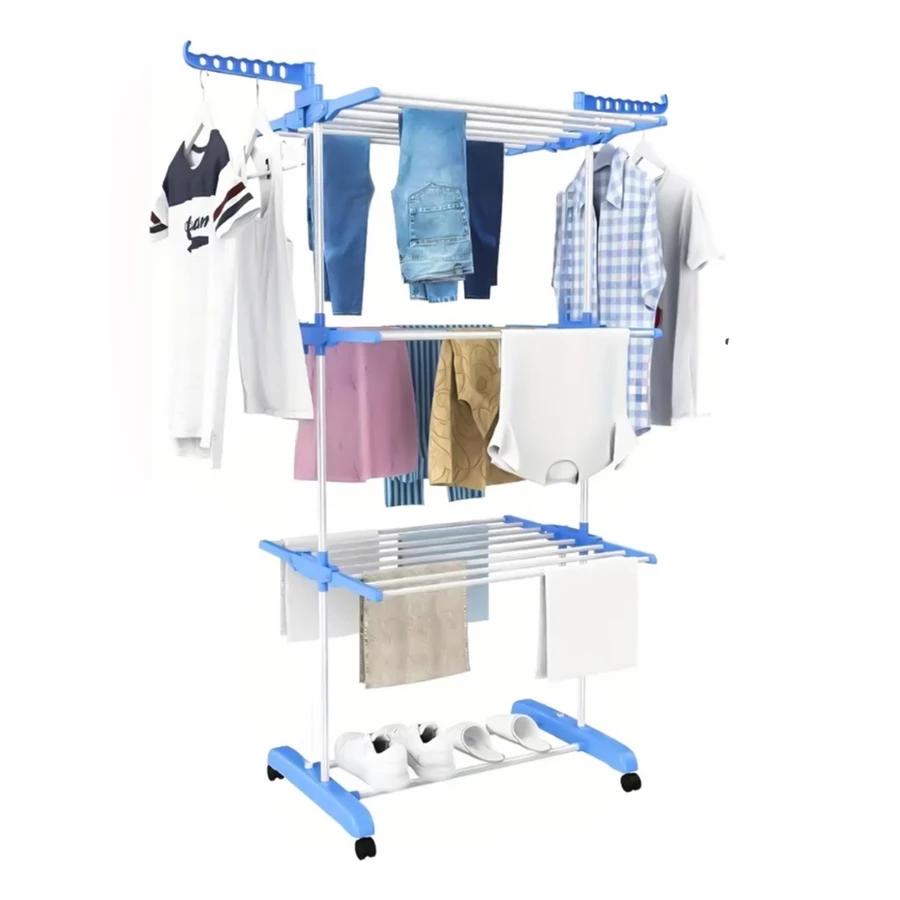 Varal Chão Roupa Calcinha Grade 3 Andares Dobrável Portátil