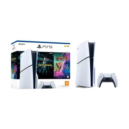 PlayStation 5 Slim 1TB 1 Controle Branco Sony com 2 Jogos - Branco