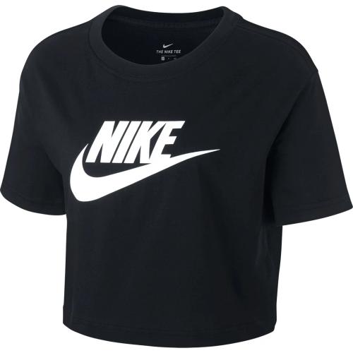 Camiseta Cropped Nike Sportswear Essential CR Feminina - Preto+Branco