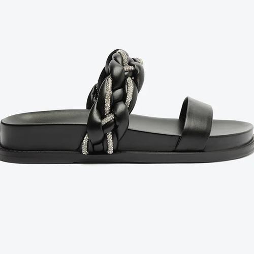 Sandália Papete Trançada Preta