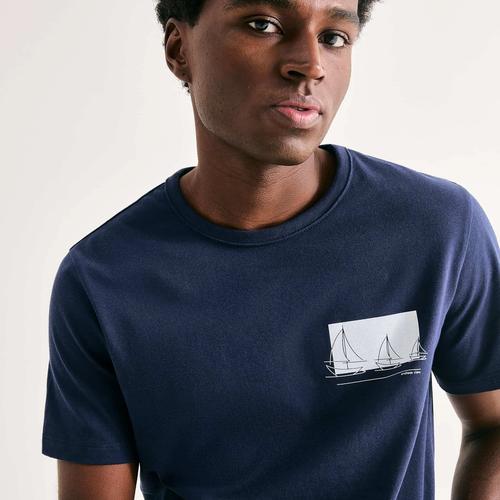 camiseta masculina slim estampada - azul