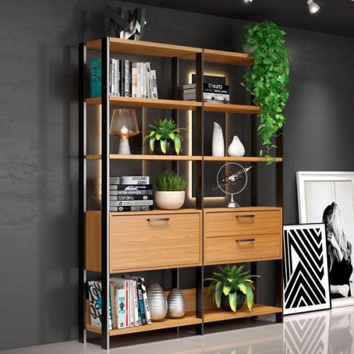 Estante Dijon 1 PT 2 GV Freijó e Preta 145 cm