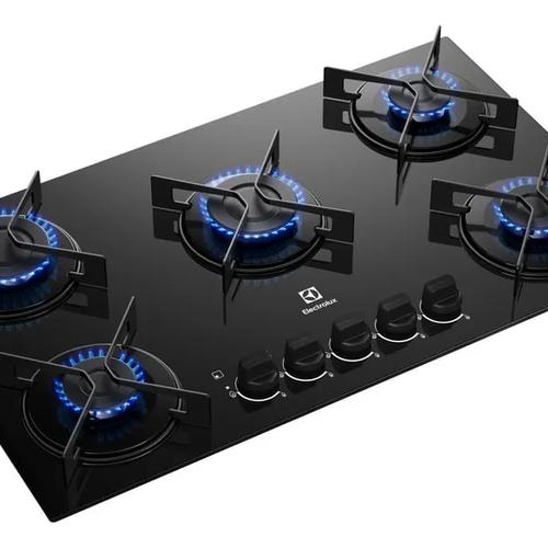 Cooktop 5 Bocas a Gás Electrolux Mesa de Vidro Efficient Grade de Aço Fosco (KE5GR) Bivolt