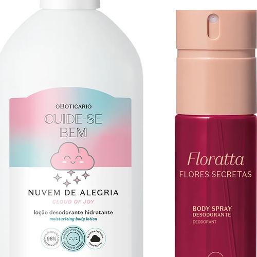 Combo Body Spray Floratta Flores Secretas + Loção Corporal Nuvem De Alegria 400ml