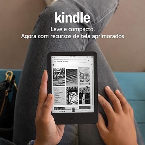 Kindle 16 GB (Geração mais recente) - Leve e compacto, com tela antirreflexo, trocas de página mais rápidas, luz frontal ajustável e bateria de longa duração - Cor Preta