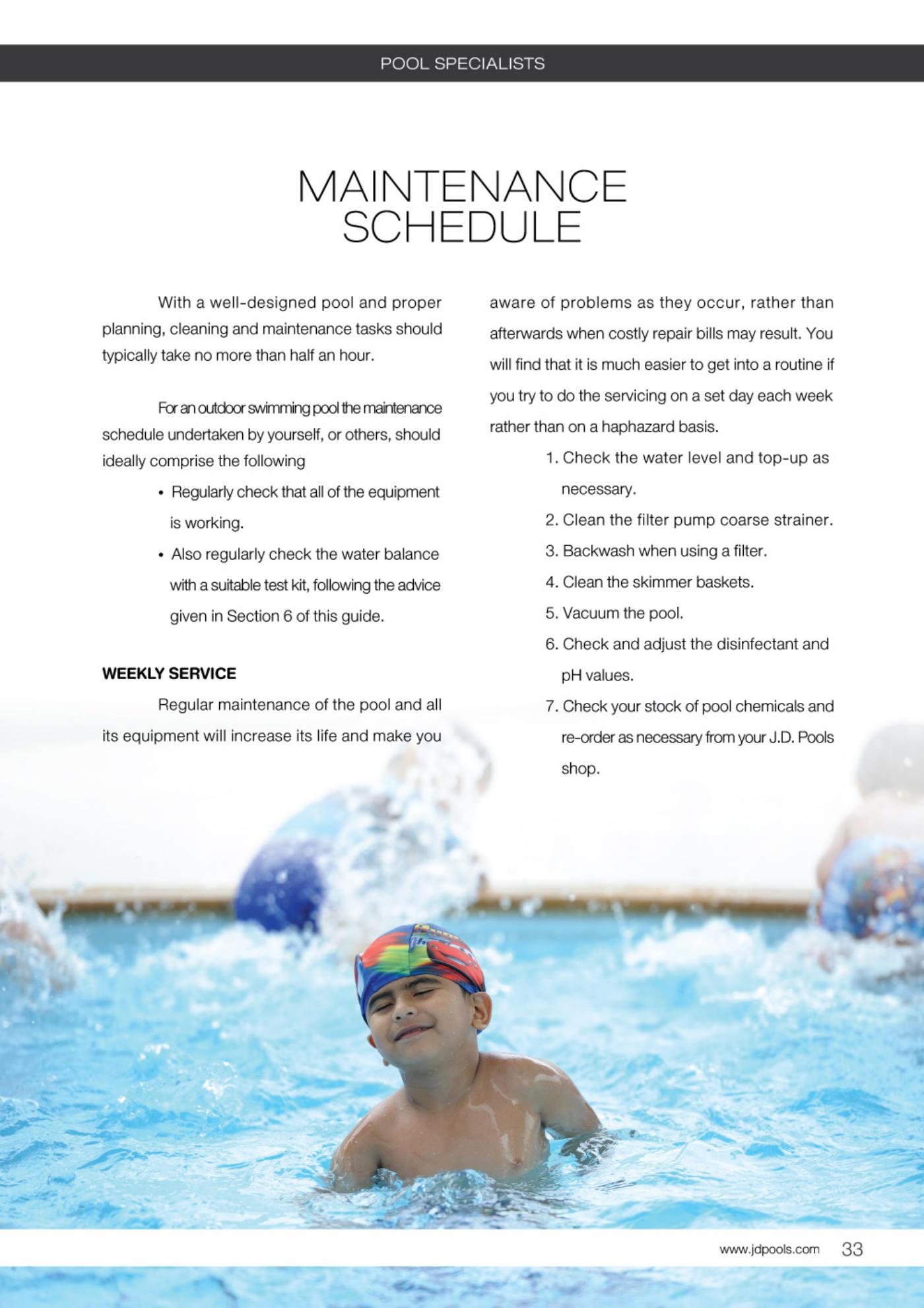 J.D.Pools – Swimming Pool Manual — 33/52