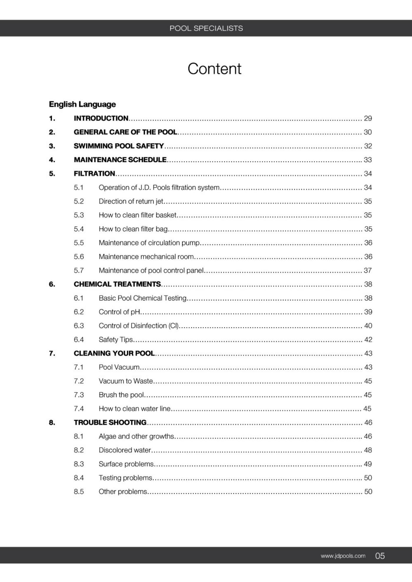 J.D.Pools – Swimming Pool Manual — 5/52