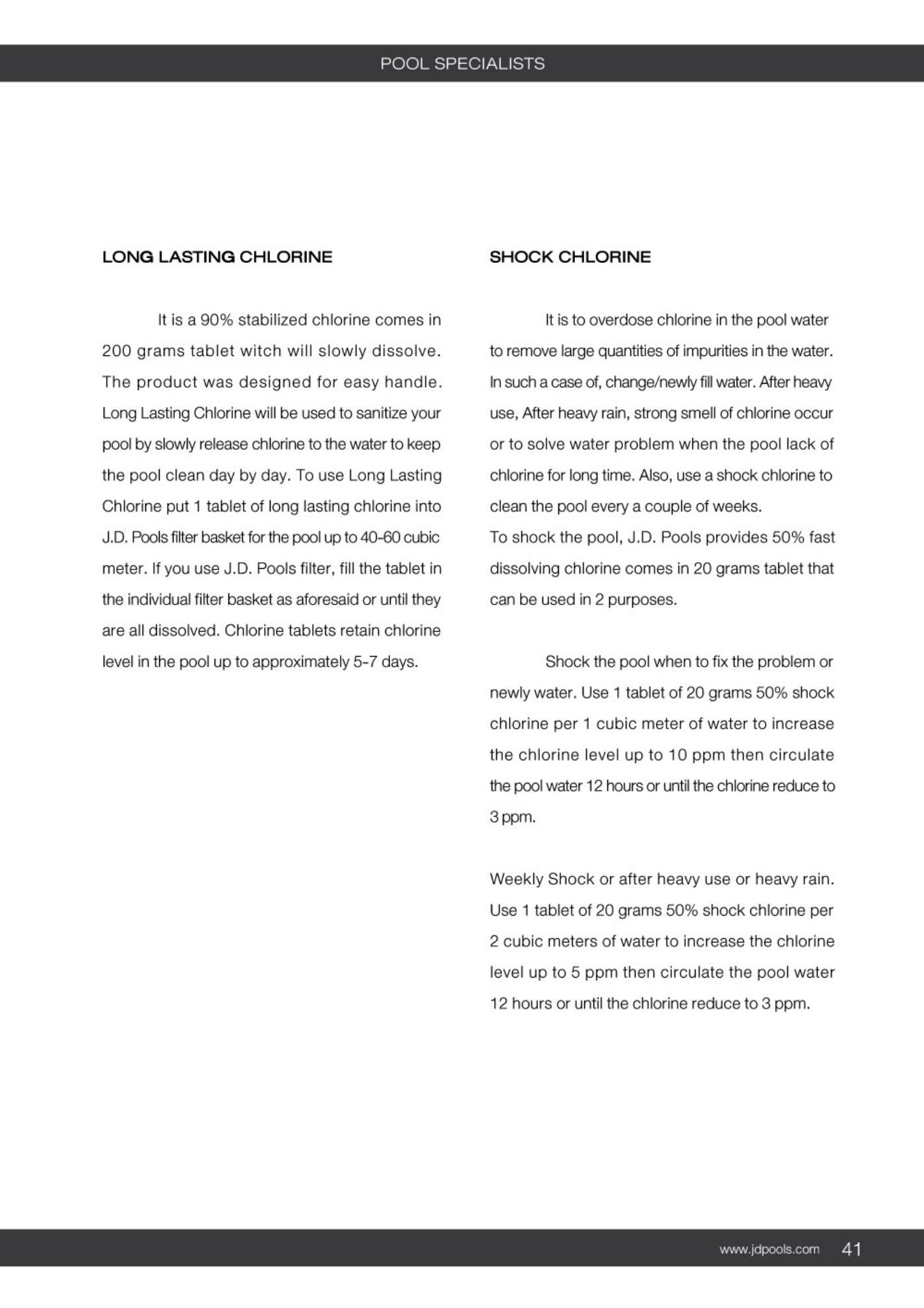 J.D.Pools – Swimming Pool Manual — 41/52
