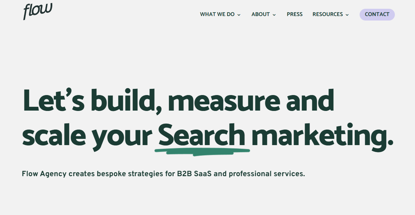 Flow SEO homepage