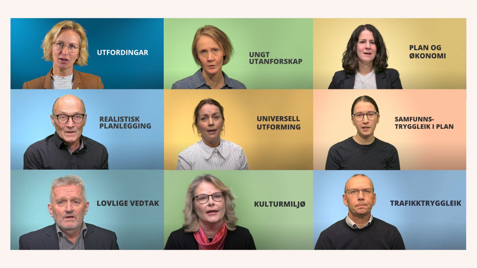 Portrett av ni personer i et rutenett