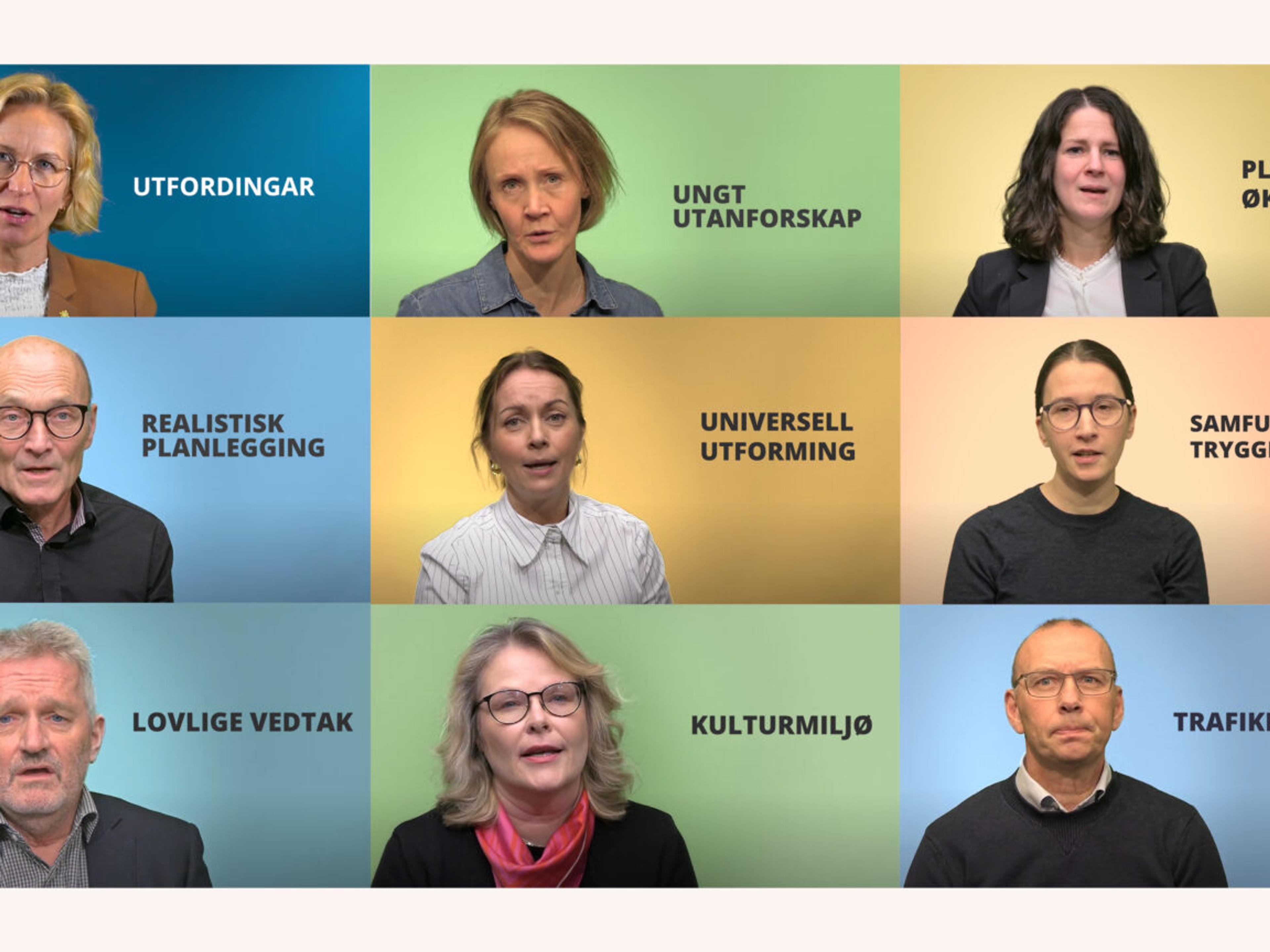Portrett av ni personer i et rutenett