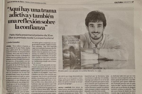 «Aquí hay una trama adictiva y también una reflexión sobre la confianza» (Noticias de Álava/Deia)