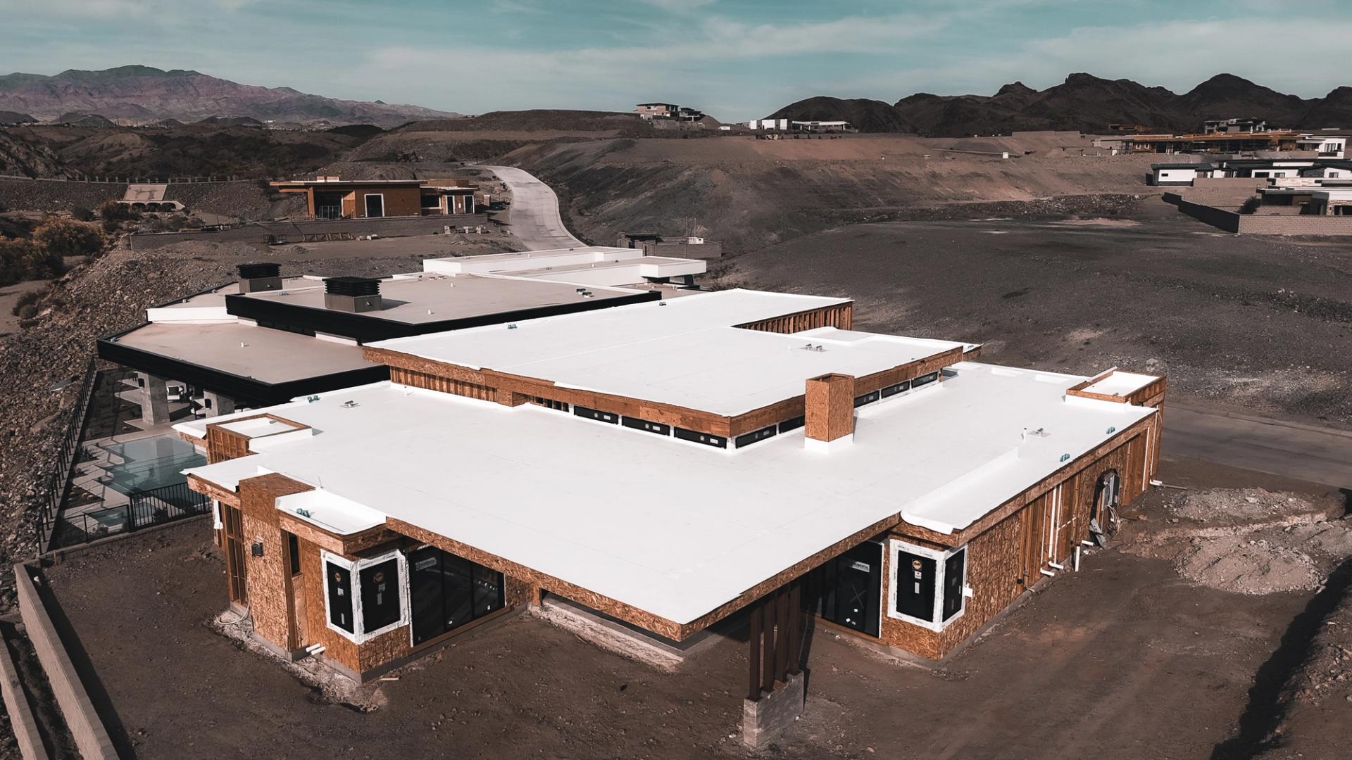 Aerial view of the Riviera TPO roof in Havasu Lake, Arizona