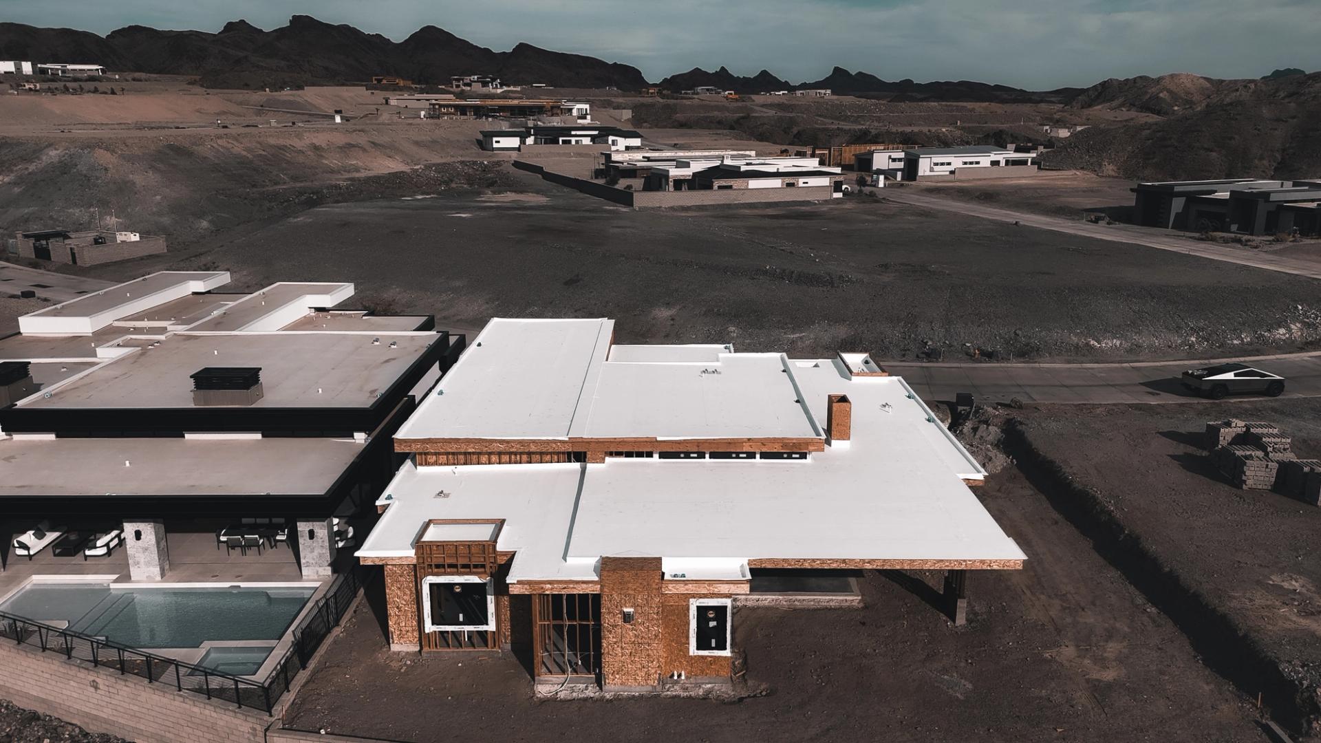 Drone view of the Riviera TPO roof in Havasu Lake, Arizona