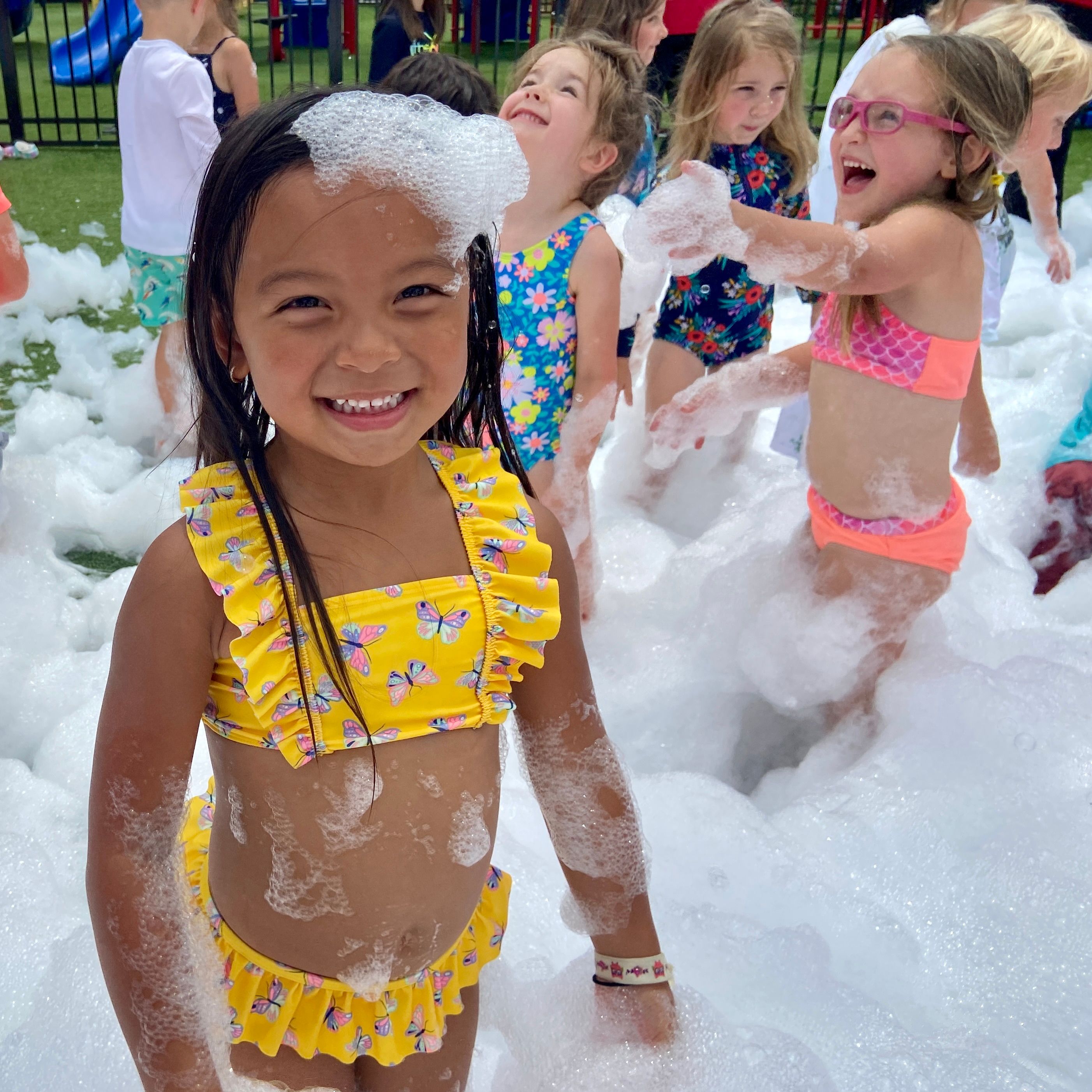 Kids playing in foam at a Foam Palooza party in Riverside, FL