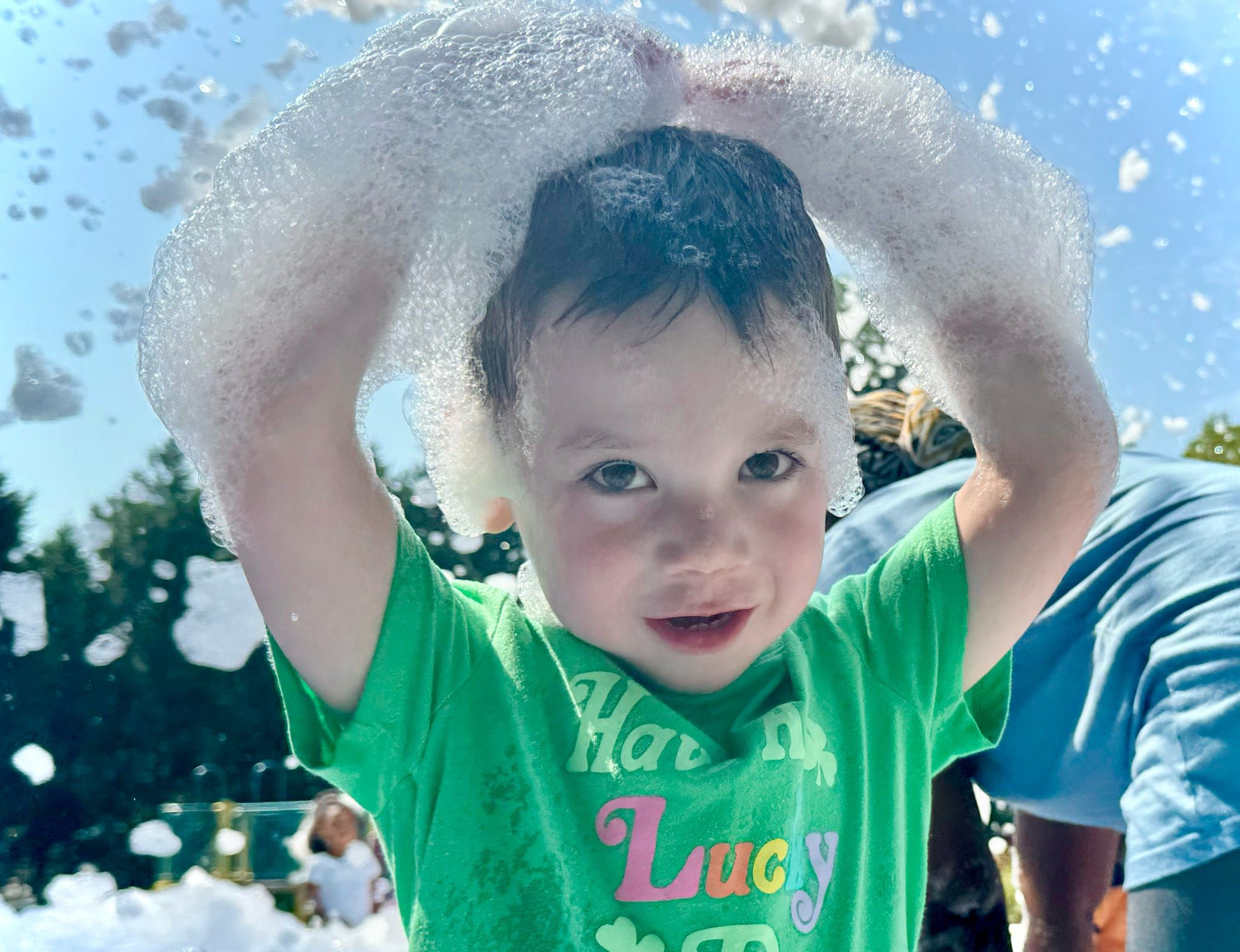 Kids playing in foam at a Foam Palooza party in Dallas, GA