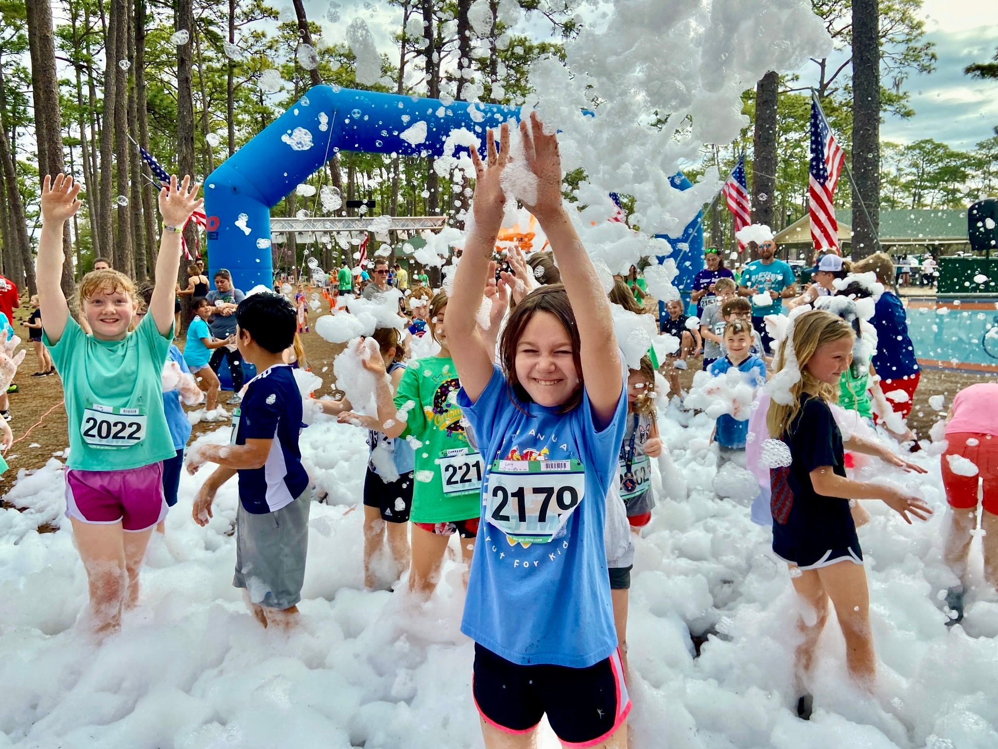 Kids at a school foam party in Fort Myers Florida