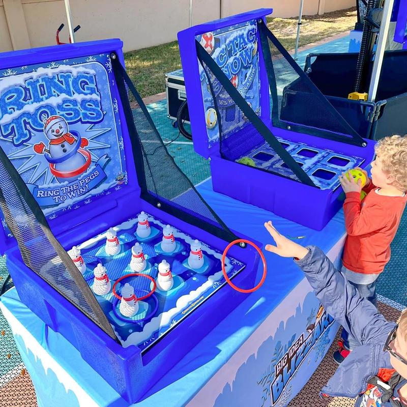 Kids play Ring Toss and Tic Tac Snow under a Blizzard tent