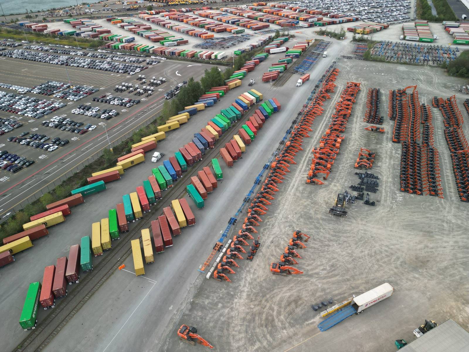 Aerial drone view of the JBH EB1 yard at the Port of Tacoma