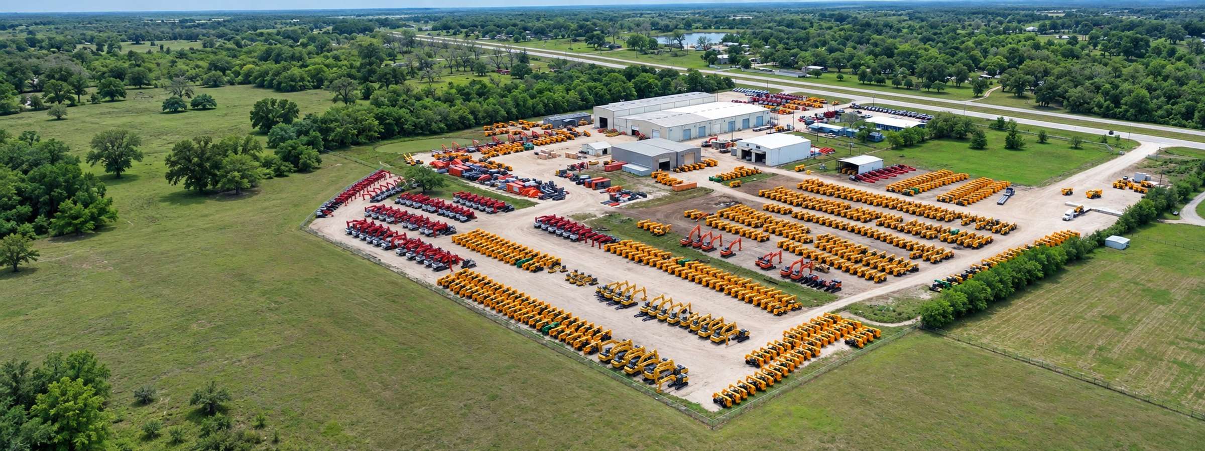 JBH equipment yard with OEM machines staged in rows
