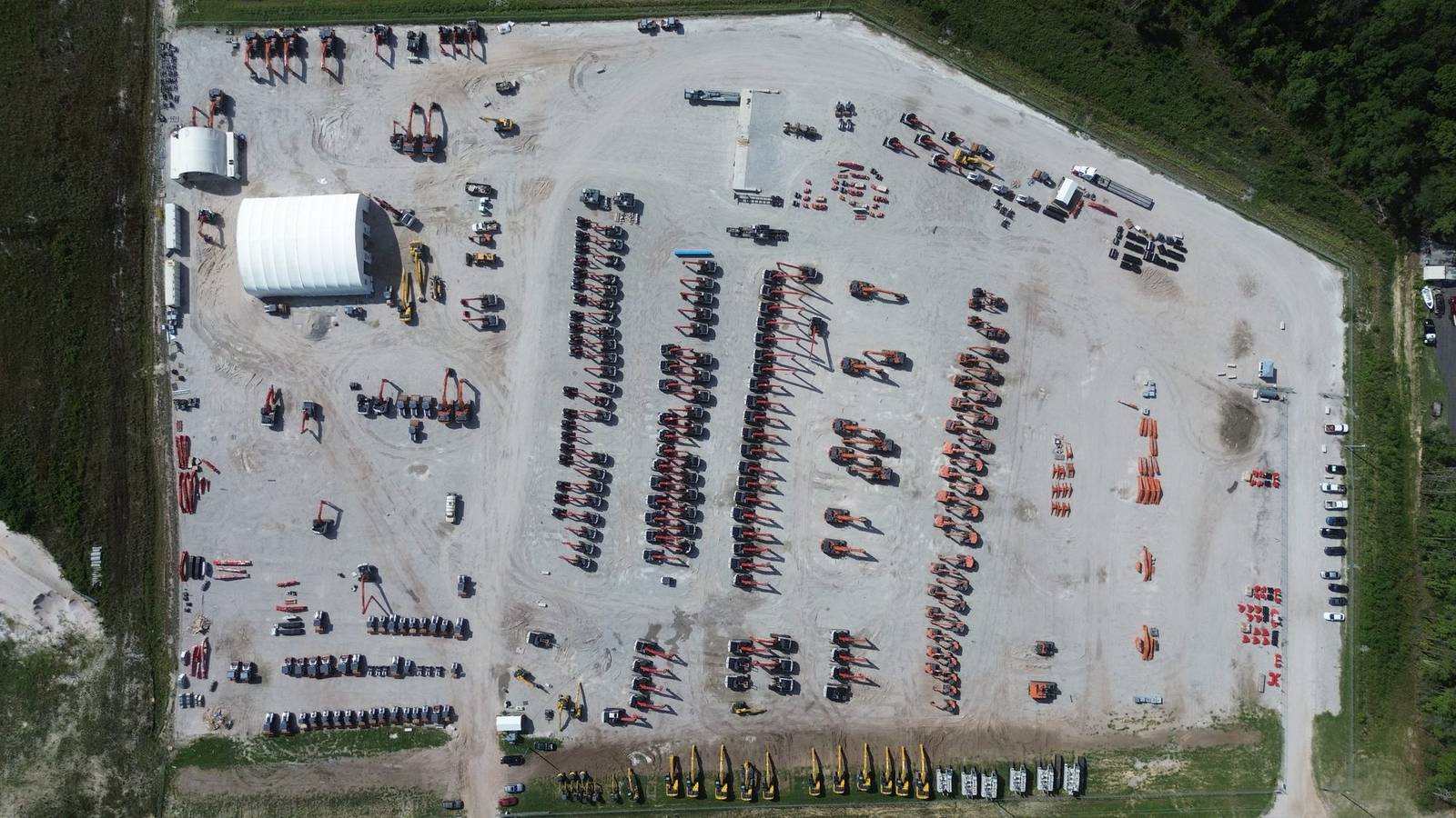 Aerial drone view of the JBH Darien EPC yard in coastal Georgia