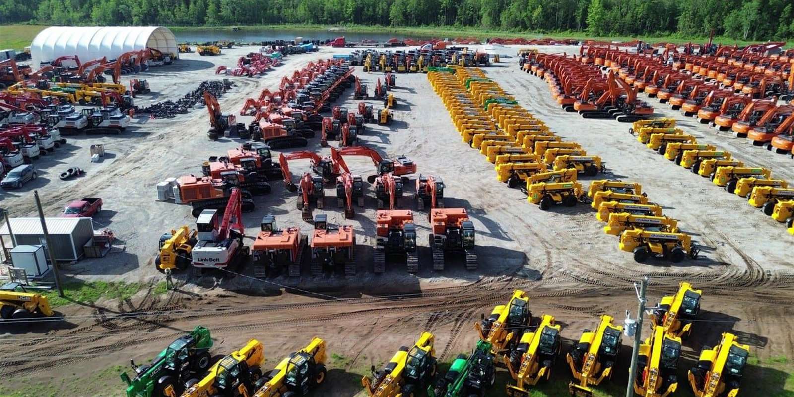 JBH yard aerial — equipment staged in rows
