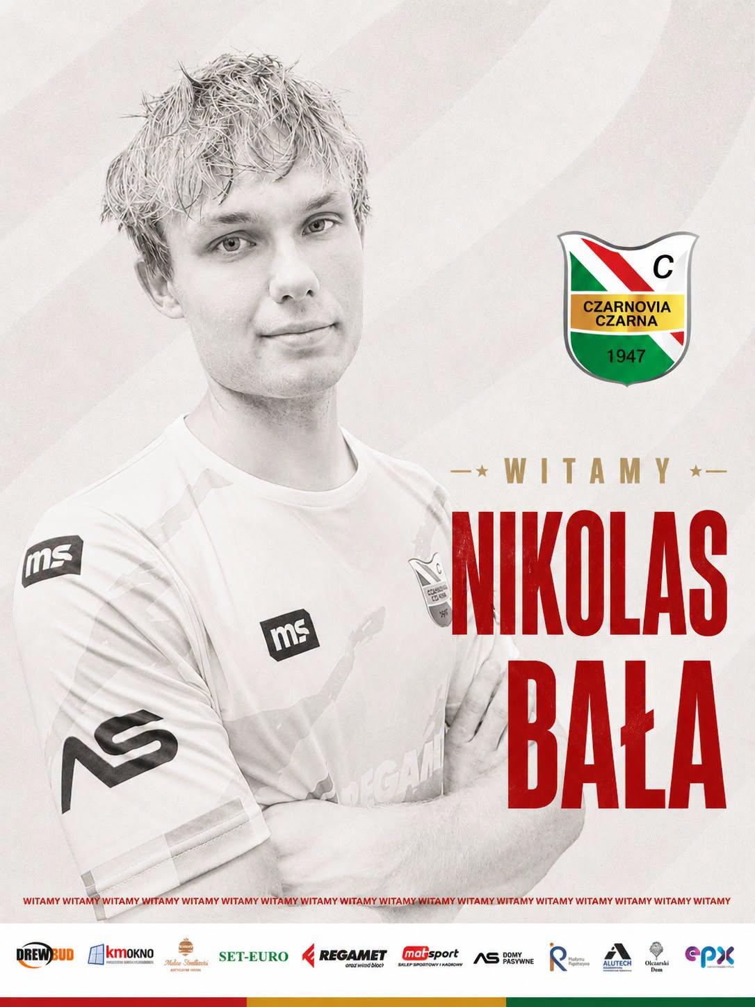 Klubowa grafika przedstawiająca nowego zawodnika Czarnovii