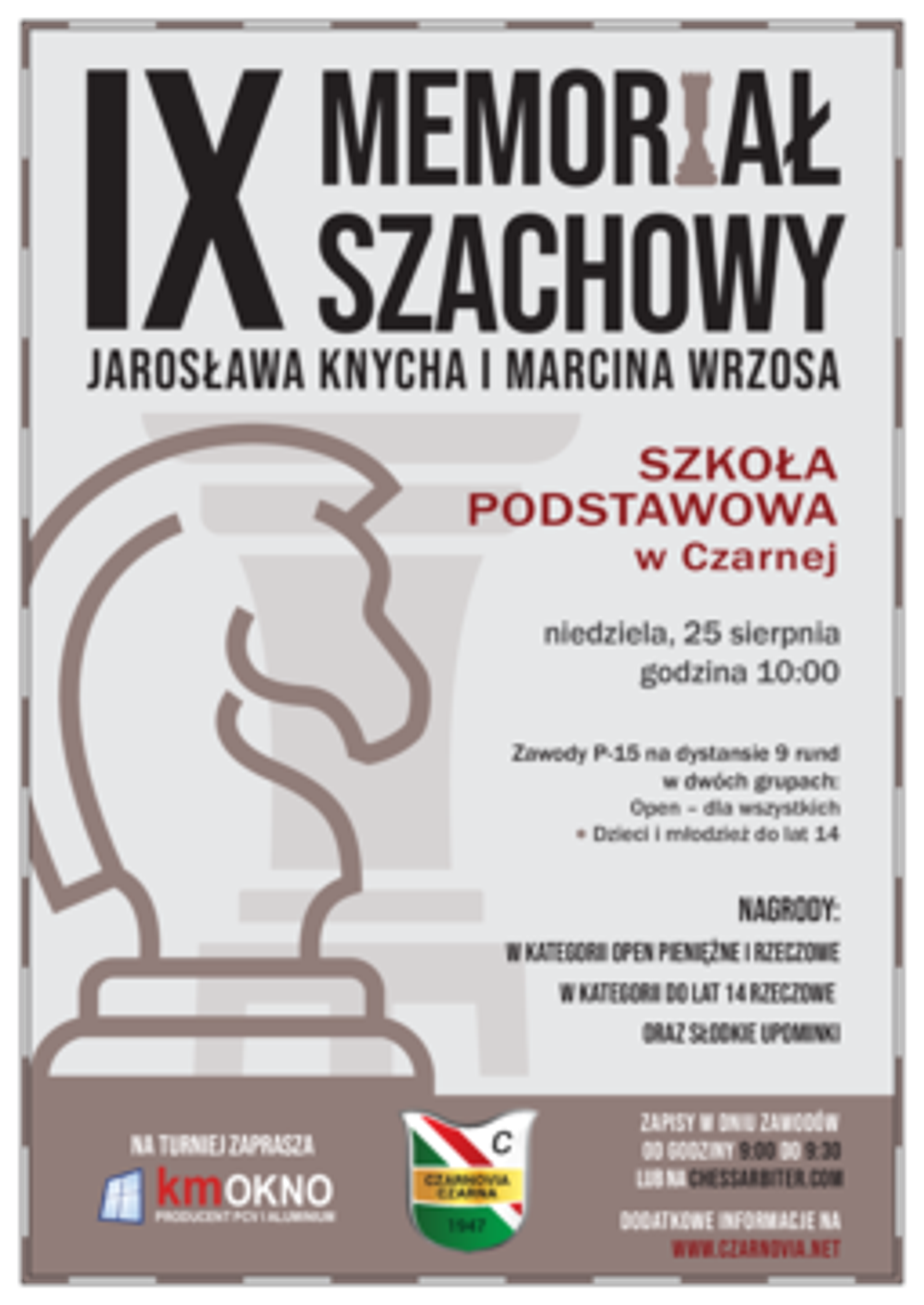 Zapraszamy na IX Memoriał Szachowy J. Knycha i M. Wrzosa