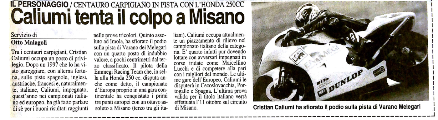Caliumi tenta il colpo a Misano — scansione originale