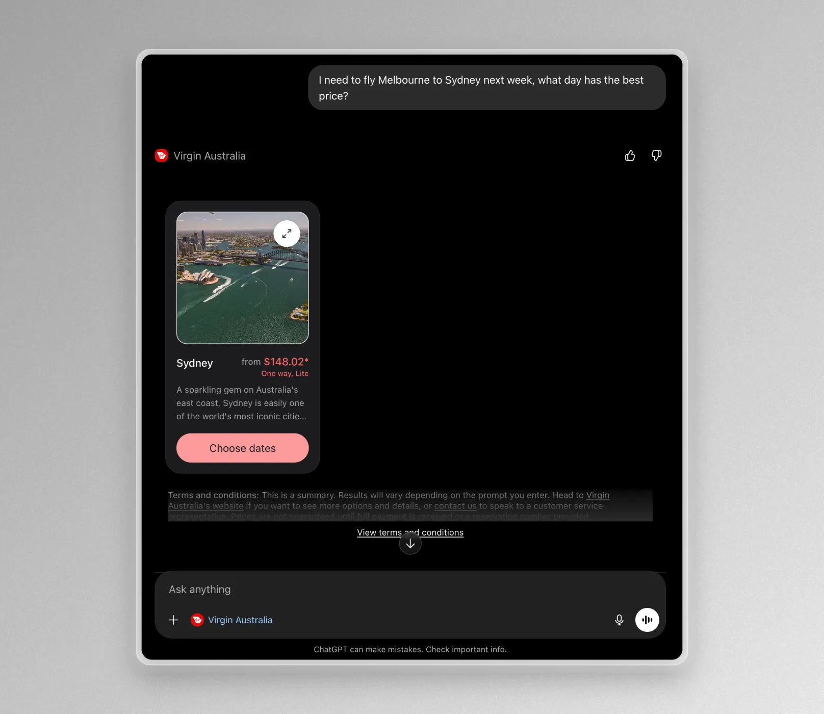 Virgin Australia Launches AI Flight Searches With ChatGPT