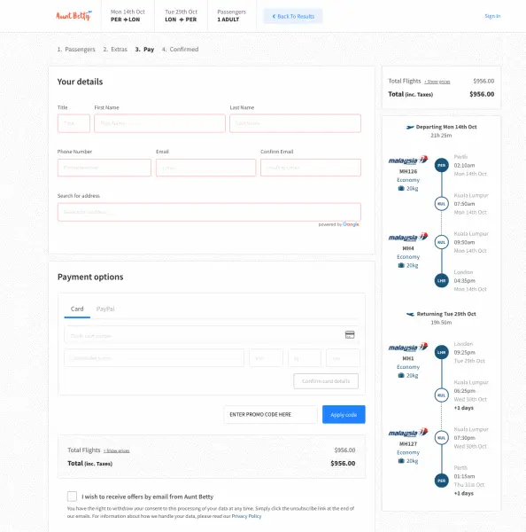 how to use Aunt betty promo code