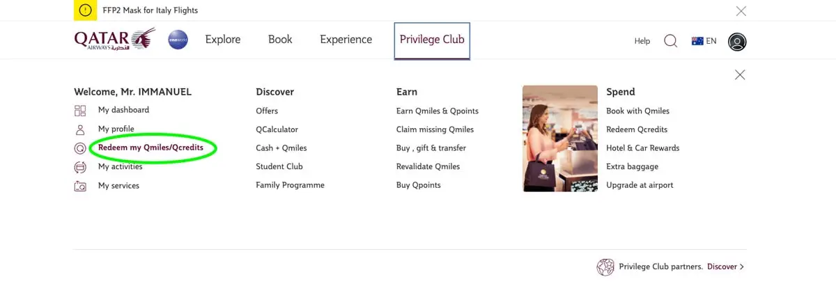 How to redeem QCredits